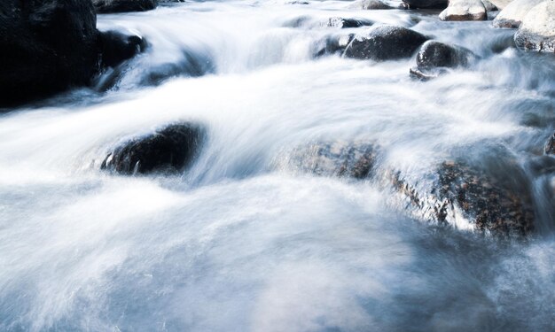 cerca del agua que fluye sobre el adoquín en el río