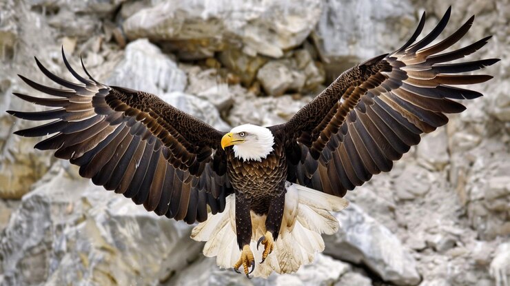de cerca Un águila calva está abriendo sus alas generativo ai