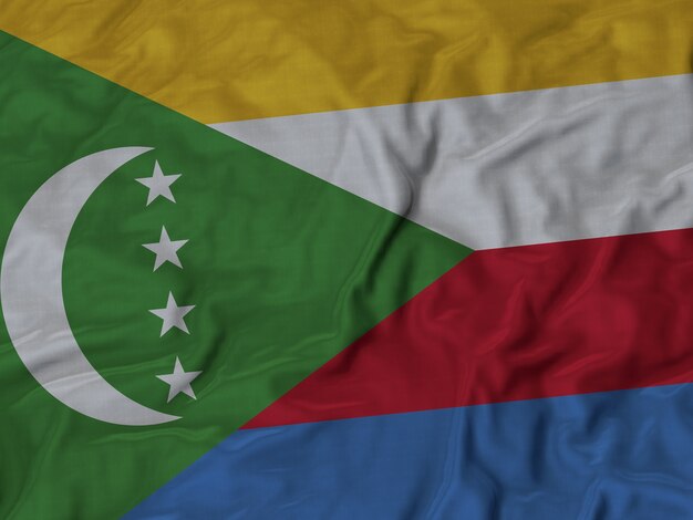 Cerca de la bandera de Comoros con volantes