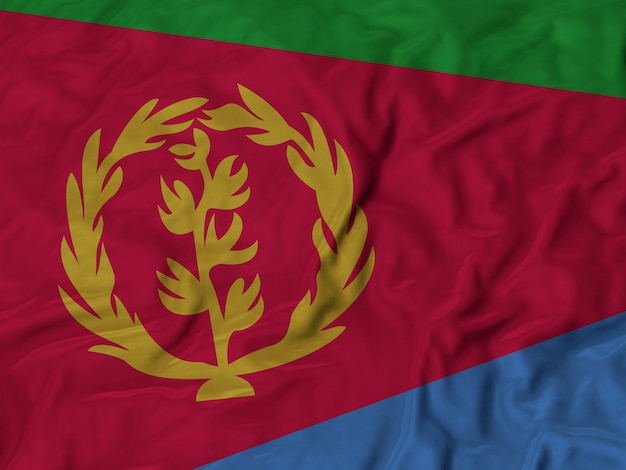 Cerca de la bandera de Eritrea con volantes