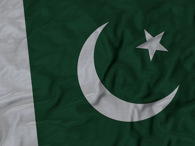 Cerca de la bandera de Pakistán con volantes