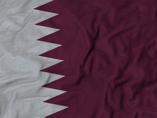 Cerca de la bandera de Qatar con volantes