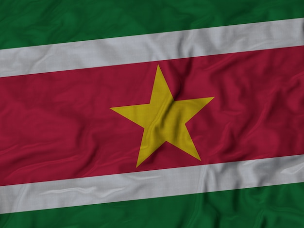 Cerca de la bandera de Surinam con volantes