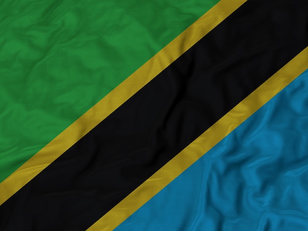 Cerca de la bandera de Tanzania con volantes