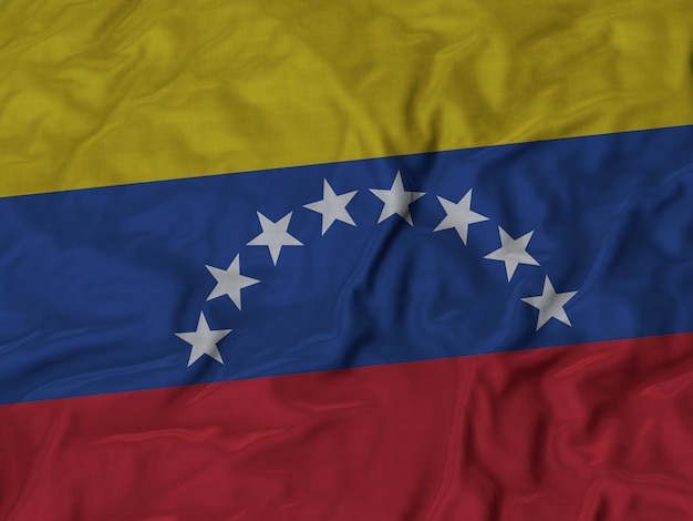 Cerca de la bandera de Venezuela con volantes