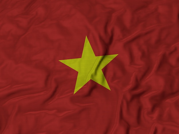 Cerca de la bandera con volantes de Vietnam