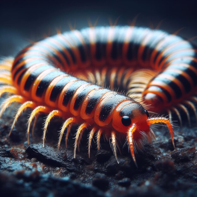 cerca de un ciempiés en un fondo de macro insectos de flor