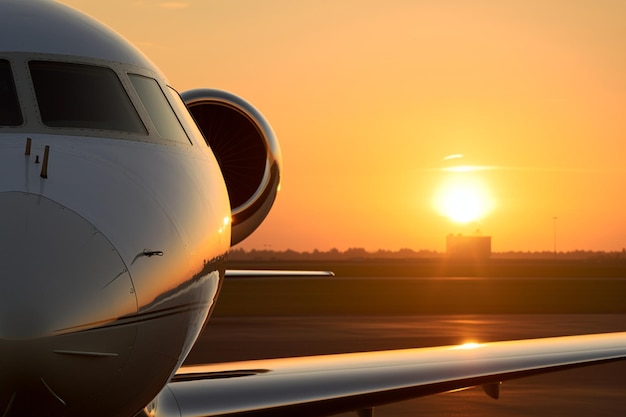 Cerca de Corporate Jet al atardecer