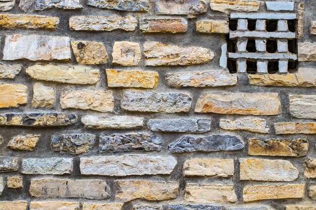 Foto cerca de parede de abstração construída com fundo de pedra natural.