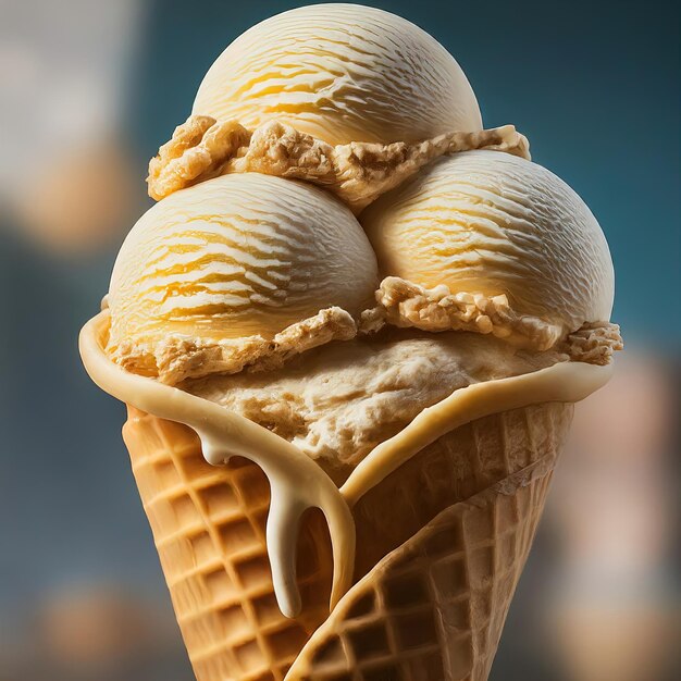 Foto cerca de un delicioso helado con una cuchara