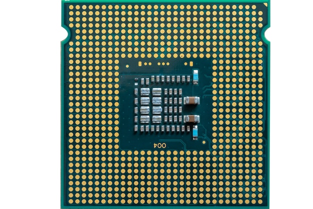 Cerca de los detalles posteriores de la CPU de 775 pines