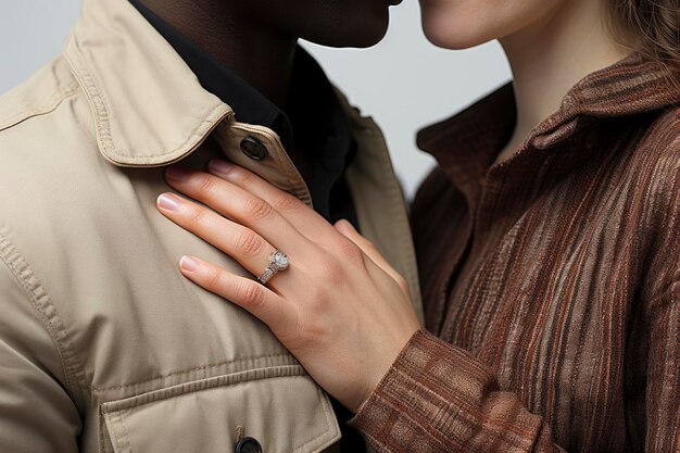 Foto cerca de dos manos acariciando románticamente generativo ai