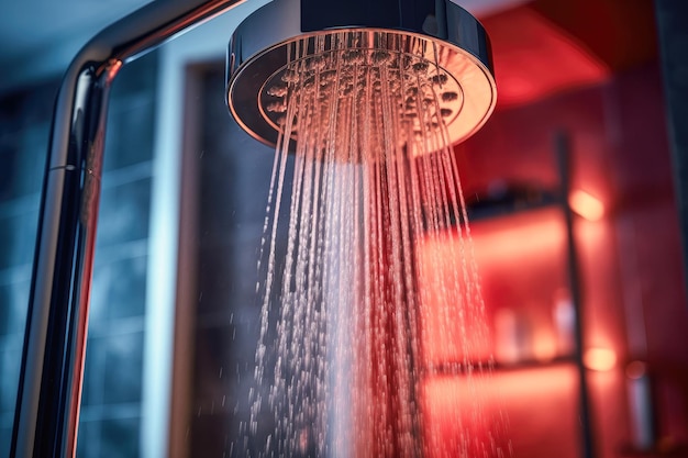 Cerca de una ducha en un baño vertiendo agua