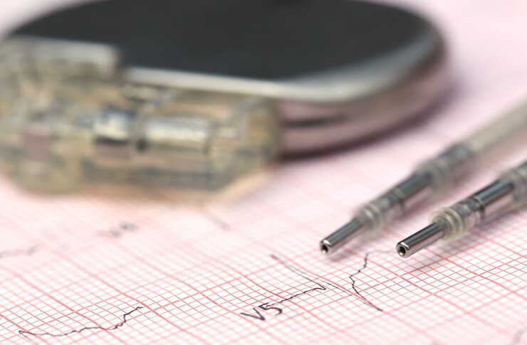 Foto cerca del electrocardiógrafo con marcapasos