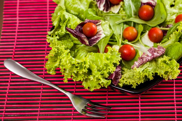 Cerca de ensalada de verduras mixtas