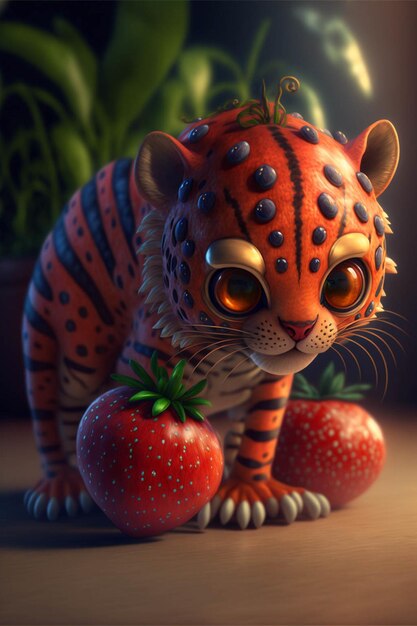 Bonito bebê tigre em 3D com olhos sonhadores, adorável arte de berçário ·  Creative Fabrica