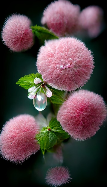 Cerca de la flor con gotas de agua sobre ella generativa ai