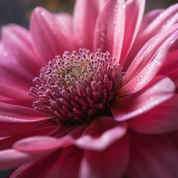 Cerca de una flor rosa en flor