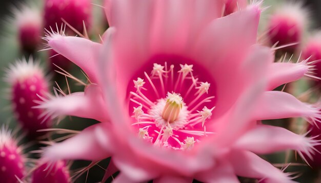 cerca de las flores de color rosa claro de cactus