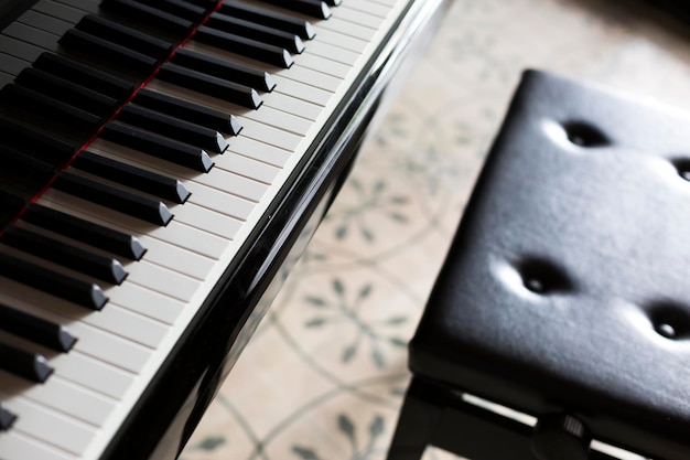Cerca del fondo del teclado de piano