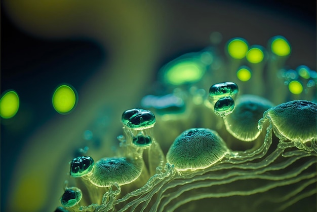 Cerca de gotas de agua en una planta