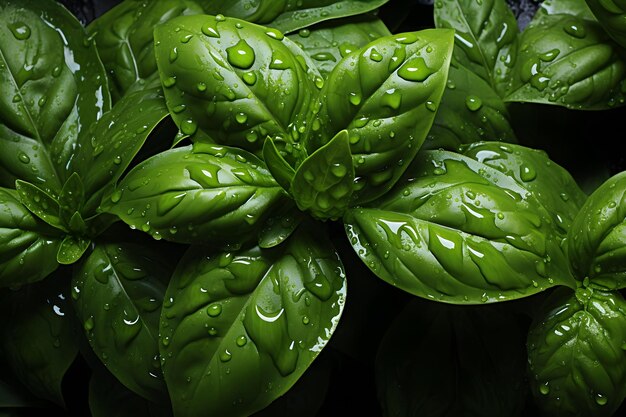 Cerca de hojas de albahaca verde en un jardín.