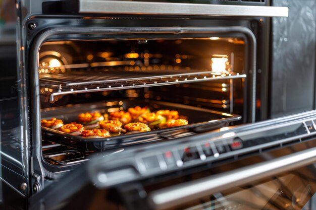 Foto cerca del horno con la comida