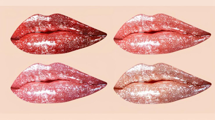 Foto cerca de los labios de una mujer hermosa aislados con brillo labial cerca hacia arriba