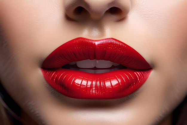 Foto cerca de los labios de la mujer ia generativa