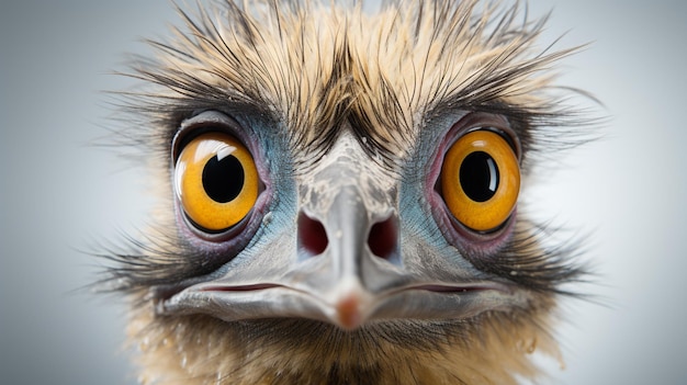 Foto cerca de un lindo pájaro con grandes ojos generativos ai