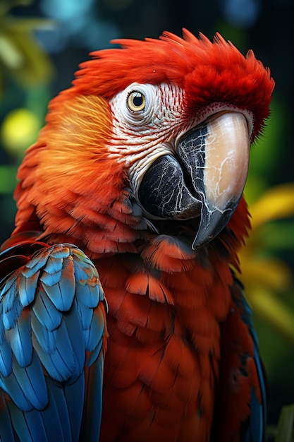 Foto cerca del loro guacamayo