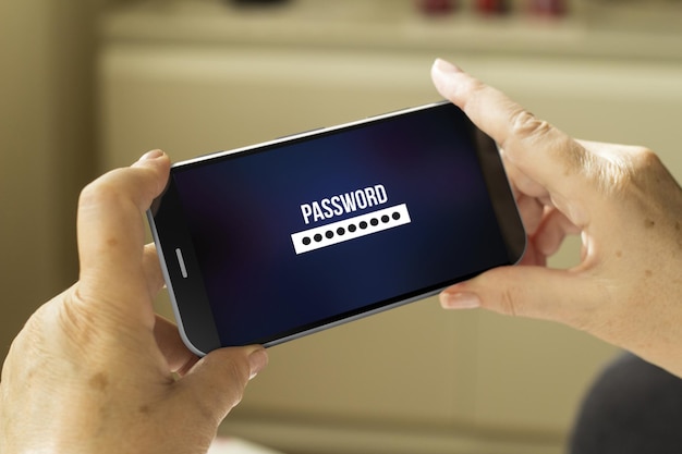 Cerca de las manos del hombre usando la batería del teléfono inteligente baja carga la pantalla de la batería