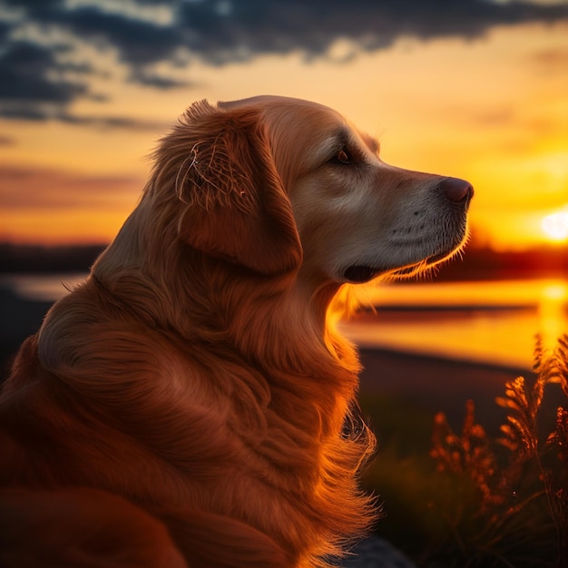 Cerca de perro sentado en la pared de roca generativa ai