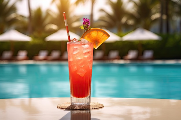 Cerca de la piscina disfruta de un delicioso coctel que te revitalizará