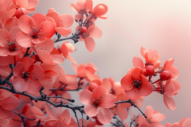 Cerca de la rama con las flores rosas