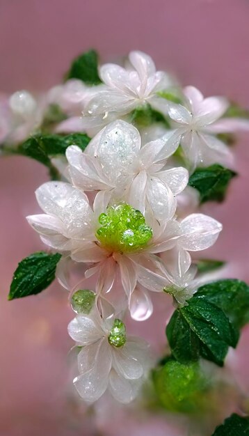 Cerca de un ramo de flores con gotas de agua ai generativo