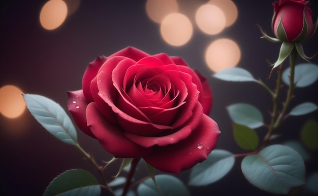 Foto cerca de la rosa roja en el jardín