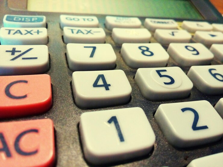Foto cerca de las teclas de la calculadora