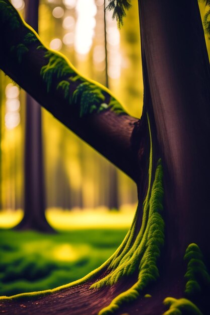 Cerca del tronco de un árbol