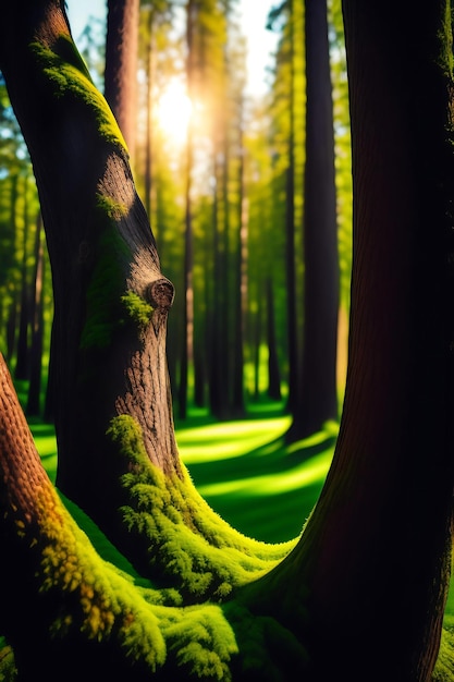 Cerca del tronco de un árbol