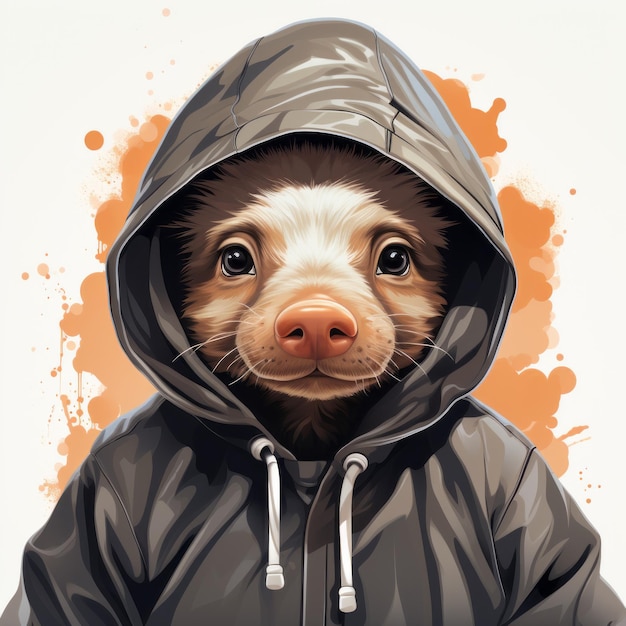 Foto el cerdo descarado con capucha retratos expresivos en estilo labcore