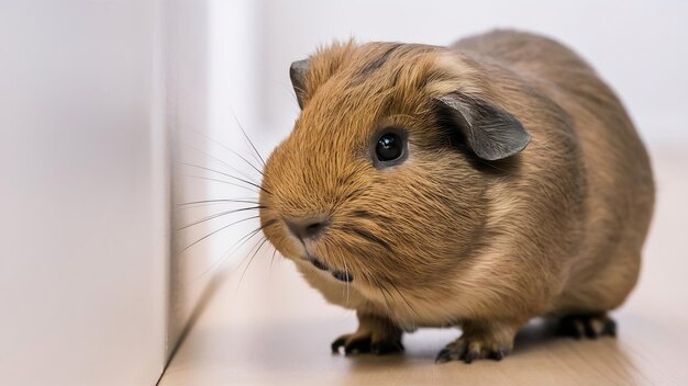 Foto el cerdo de indias cavia porcellus está olfateando