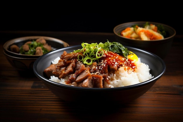 El cerdo picante delicioso de Donburi