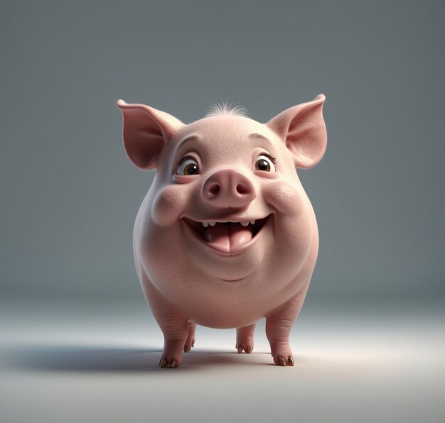 un cerdo que está sonriendo y tiene una gran sonrisa en su cara