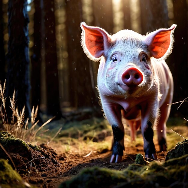 Foto los cerdos son animales silvestres que viven en la naturaleza y forman parte de un ecosistema.