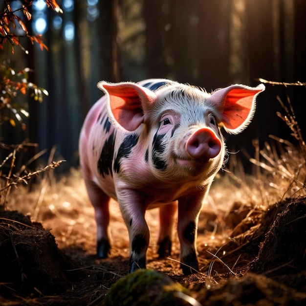 Foto los cerdos son animales silvestres que viven en la naturaleza y forman parte de un ecosistema.