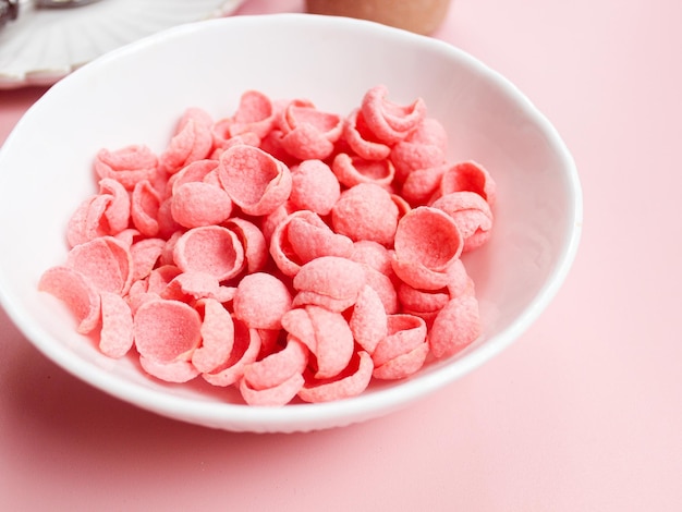 Cereal rosa con sabor a fresa