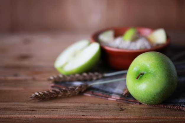 Cereales desayuno manzanas espiguillas