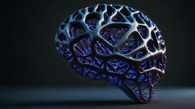 Foto cerebro 3d con estilo de adn