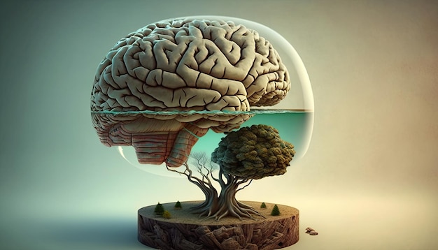 Un cerebro con un árbol dentro.